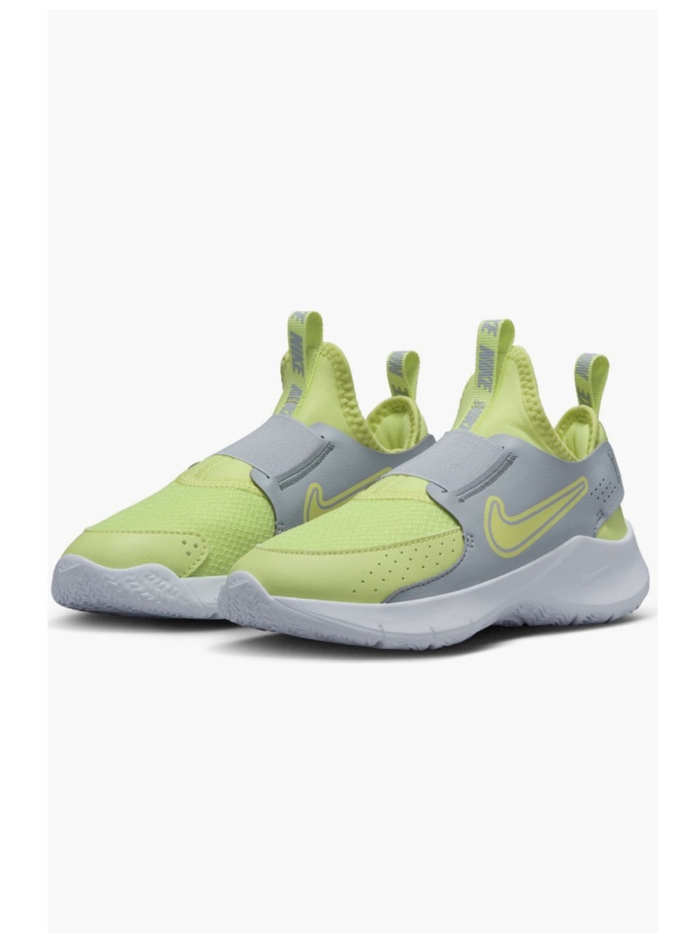 NIB Nike Flex Runner 3 Slip On Shoe, Toddler 8, Summit White,Lemon Twist